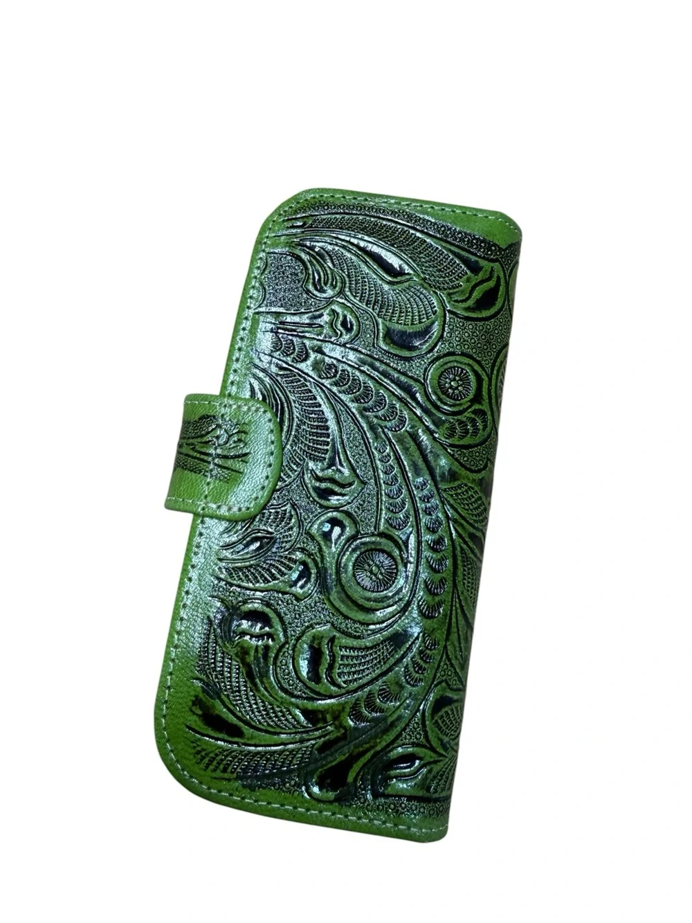 Mexican leather embossed wallet Green